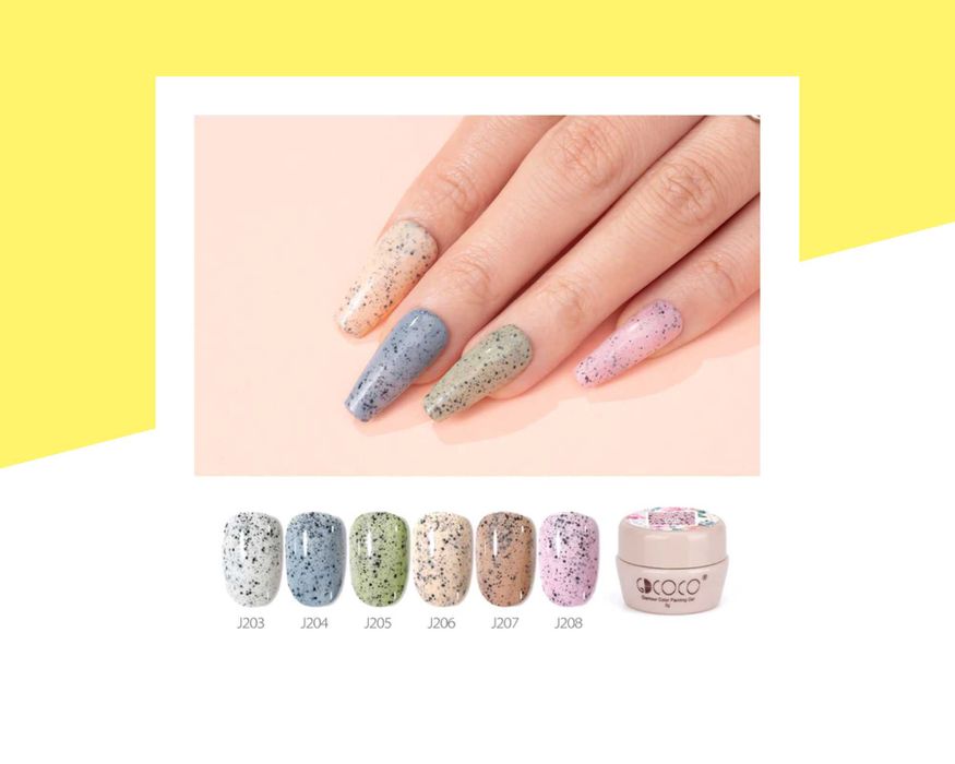 Комплект UV/LED гел бои "Black Gravel" GDCOCO – 6 броя, яйчена черупка