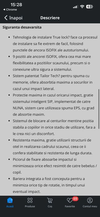 Vând Scaun bebe.. Nuna, cu isofix.