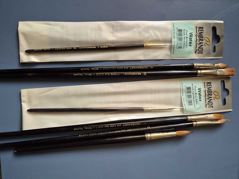 Ocazie ! Trei Blocuri pt. desen și pictură Germania + 7 pensule profi Rembrandt