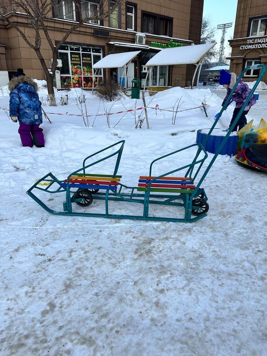 Санки двойные с колесами