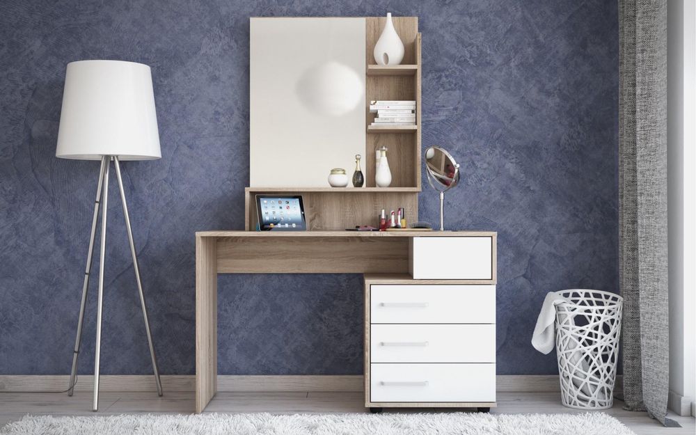 Тоалетка , дъб сонома + бял гланц