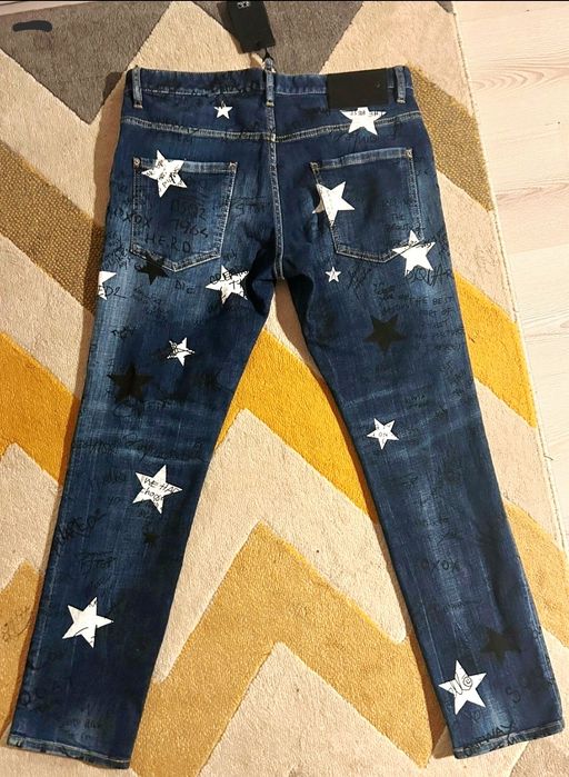 Dsquared2 blugi originali, marimea 50, albastri cu stele