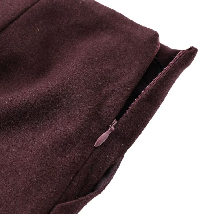 Дамски вълнени панталони висока талия широк крачол – Червен M