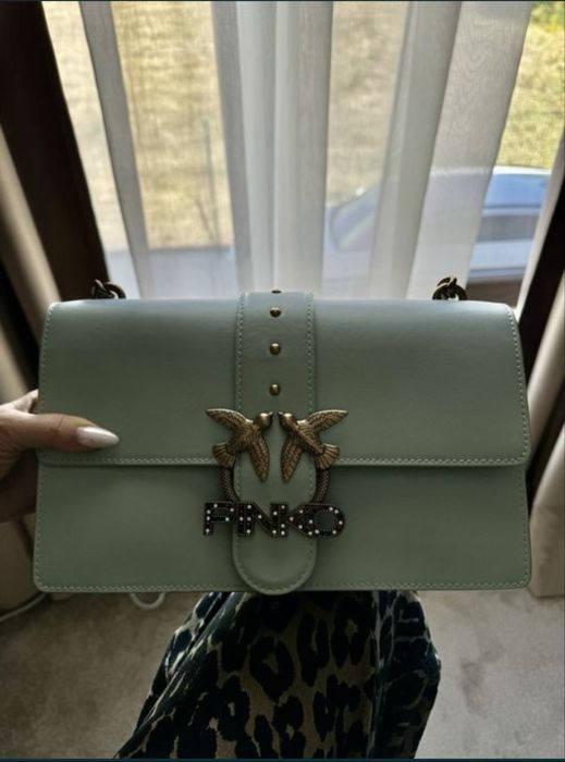 Чанта PINKO цвят мента