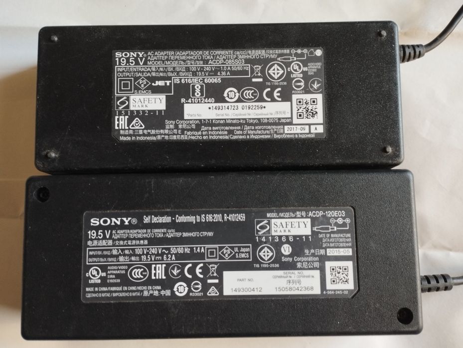 Alimentatoare Sony Laptop,TV 18V/6,11A ;19, 5 V - 4,36 A /4,7 A /6,2A