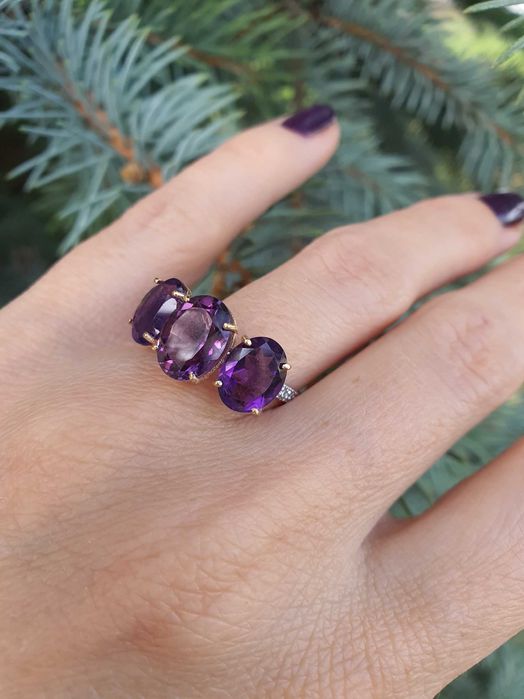 Inel aur 14kt cu Ametiste si Diamante naturale