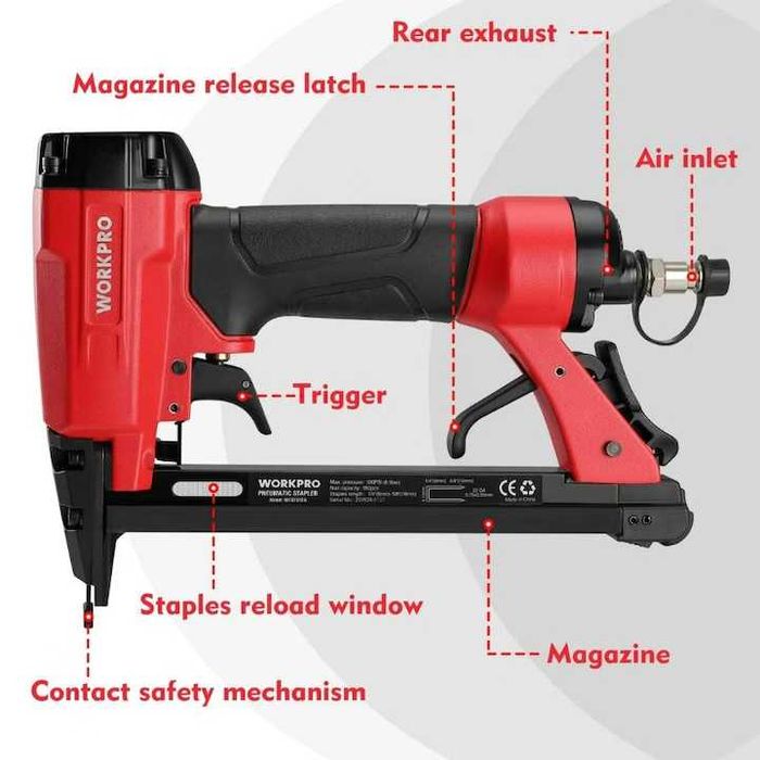 Capsator pneumatic WORKPRO, 1500 capse incluse, 8.3 Bar NOU, factura, garantie