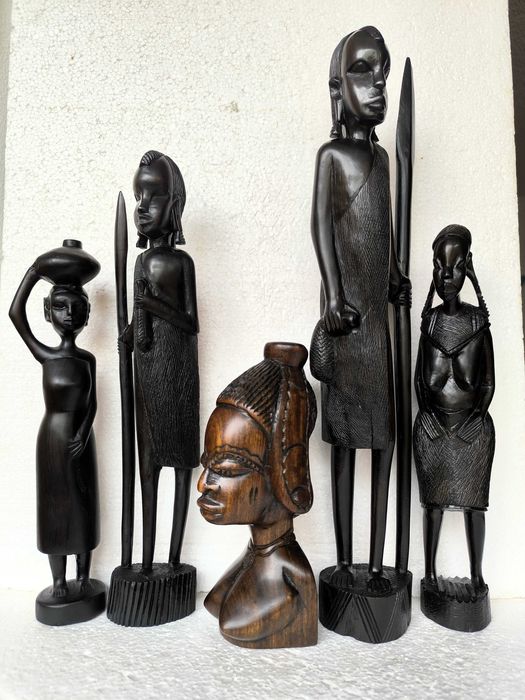 statuete abanos sculptura africa tribul Masai,arta veche vintage antic