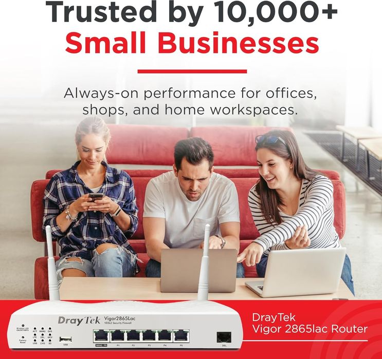 Router 4G (sim) cu VPN. Vigor 2865LAC DrayTek. Wi-Fi 5. Home office