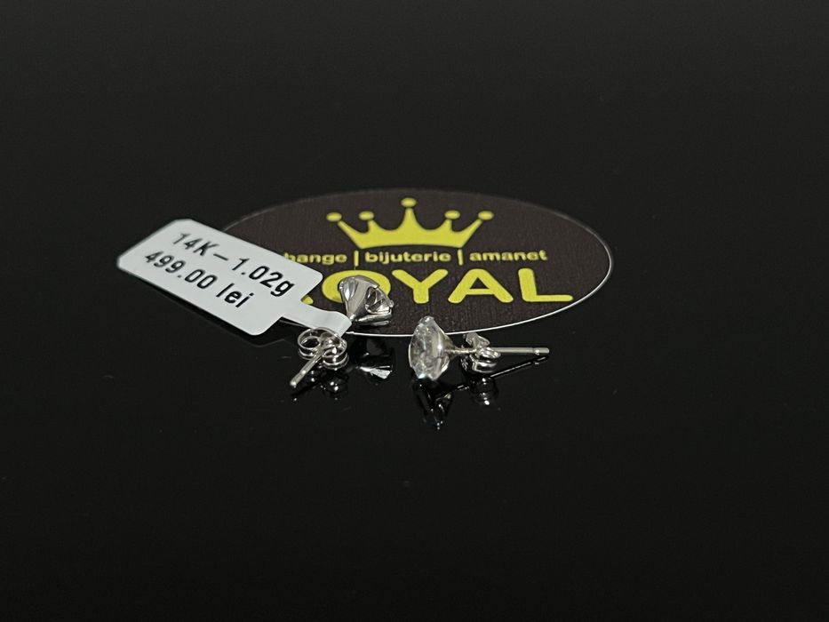 Bijuteria Royal CB : Cercei dama aur nou alb 14k 1,02gr