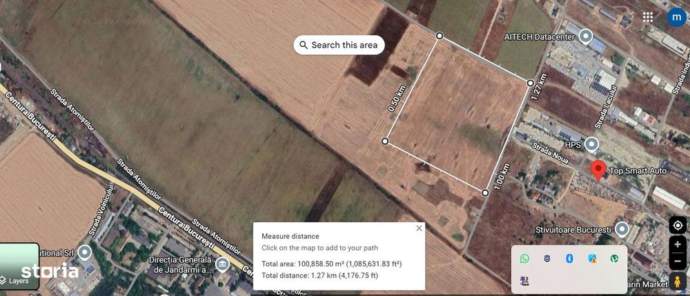 Teren intravilan 58.807 mp Magurele strada Fermei