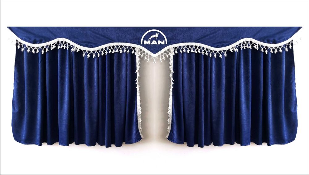 Комплект пердета за камион + кукички сини с бели пискюли