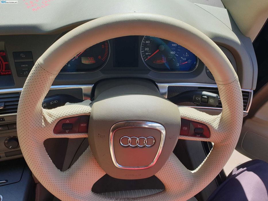 Volan Piele 4 Spite cu Comenzi FARA Airbag Retapitat cu Husa Audi A6 C6 NFL Non Facelift 2004 - 2008 [K6897]