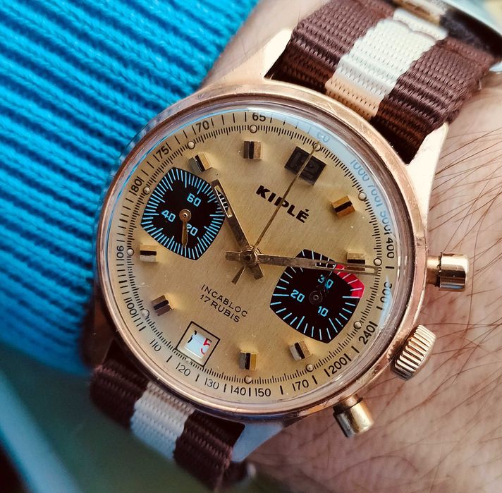 KIPLE Cronograf Vintage Panda Yachting, cal elvetian Valjoux 7734 data