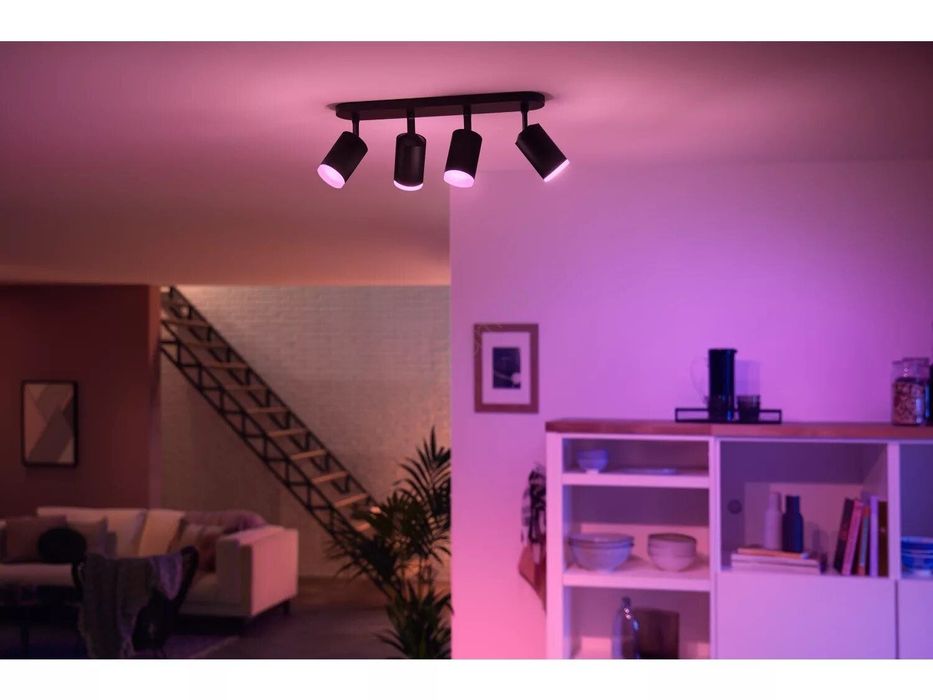 Spot LED smart PHILIPS HUE Fugato, 4 x 5.7W, 1400lm, IP20, negru