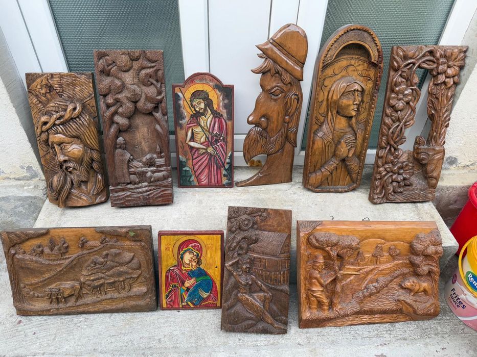 Statuete lemn sculpturi scuptura perete tablou religioase antichitati