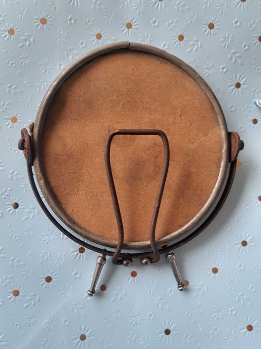 Oglindă victoriană antică din metal, oglindă pliabilă, anii 20/30.