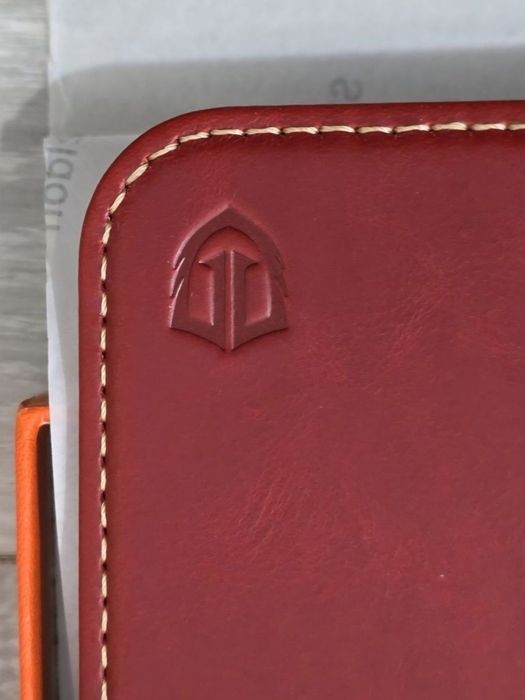 Carcasă piele naturală iPhone 15 Pro Max - roșie, RFID,slot card