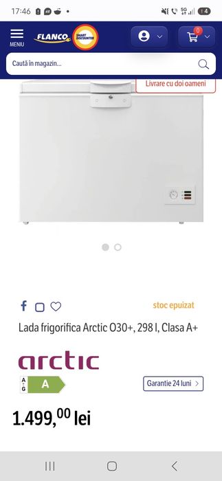 Ladă frigorifică Arctic Q30+ – 298 L – funcțională