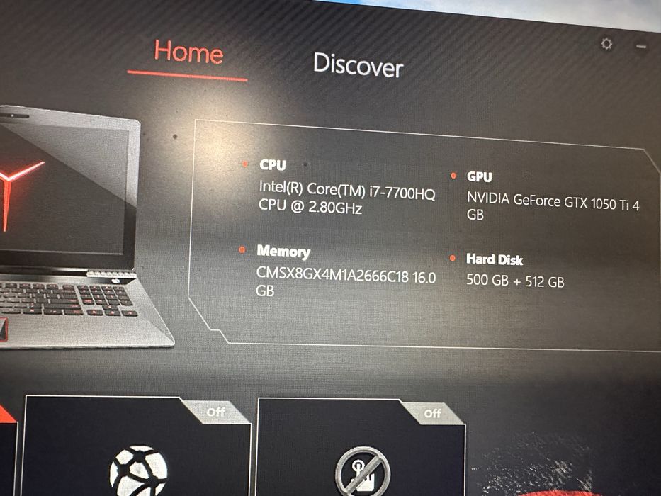 Лаптоп геймърски Lenovo Legion Y520. Лично предаване