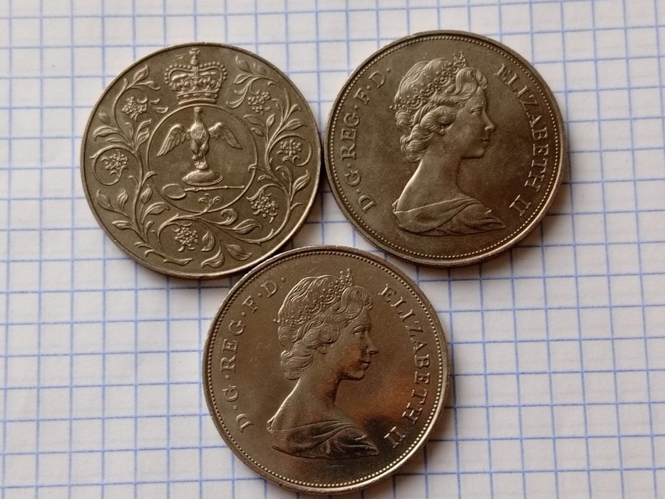 Монеты никель Остров Мэн, Фалькленд, Англия