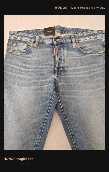 Dsquared2 Slim Jeans Dean Dan Caten – Albastru cu patch iconic