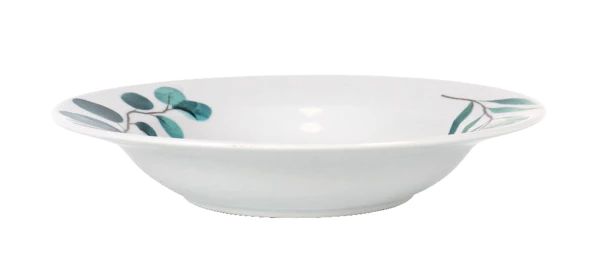 Set vesela masa Detroit 18 piese,ceramica decorata,rotund, Culoare Alb