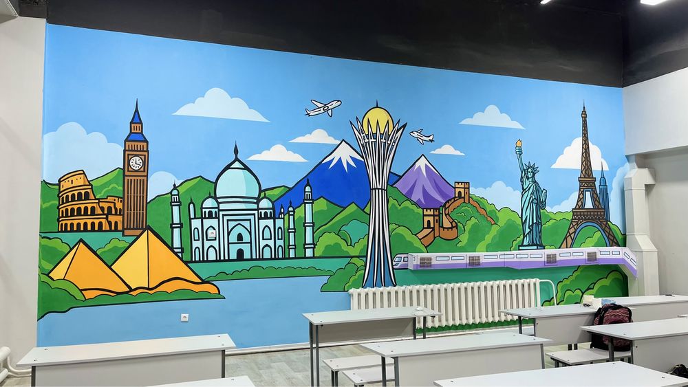 Роспись стен от 7000 тг за м2