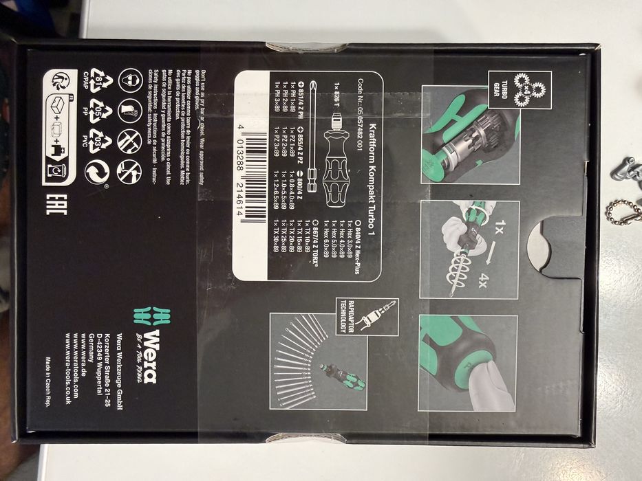 Комплект отверка Wera Kraftform Kompakt Turbo турбо 1-4