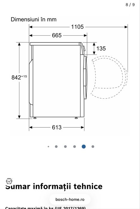 Uscător rufe Bosch Serie 6, 9 kg, pompă căldură, A++, WiFi, stare impecabilă - garantie