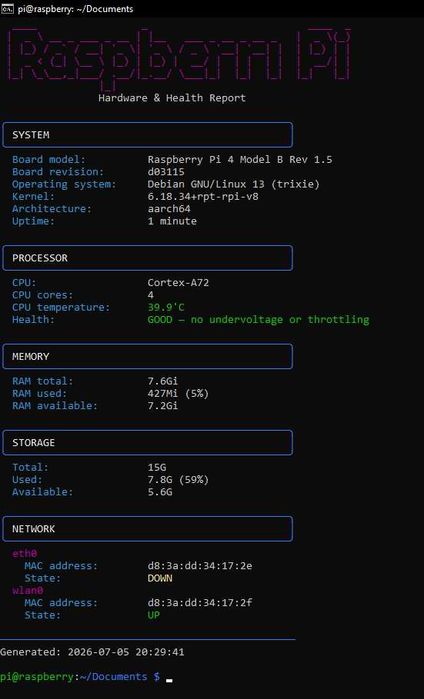 Raspberry PI 4 - 8GB RAM + camera