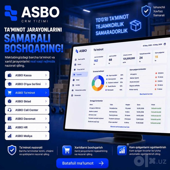 Xususiy Maktab CRM Dasturi | Maktab Boshqaruv Tizimi