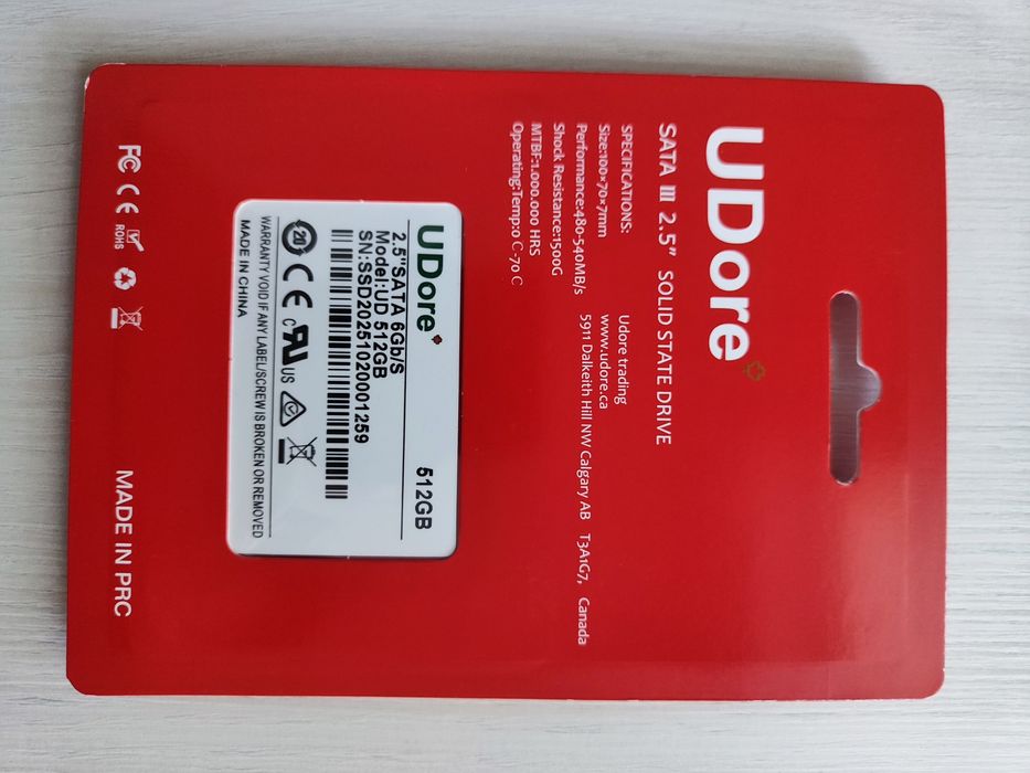 ссд sata UDORE 512Gb новый