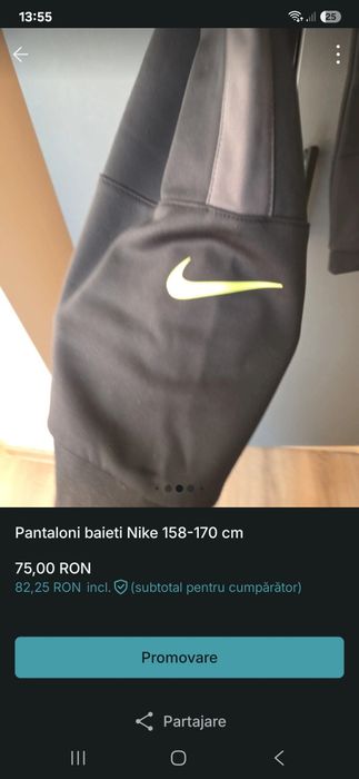 Pantaloni trening băieți Nike 158-170 cm