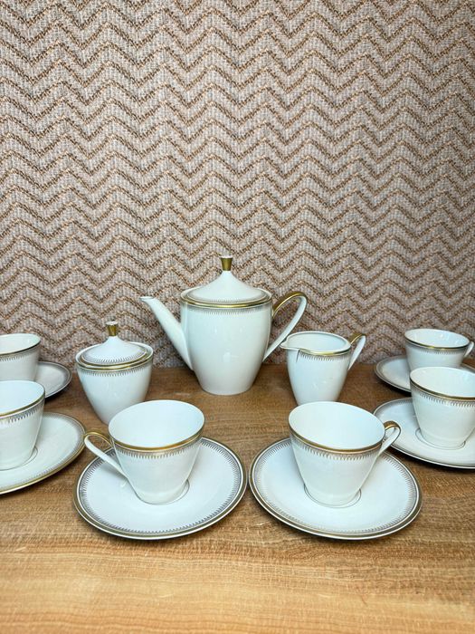 Set de ceai porțelan fin – Bavaria, model elegant cu margini aurii