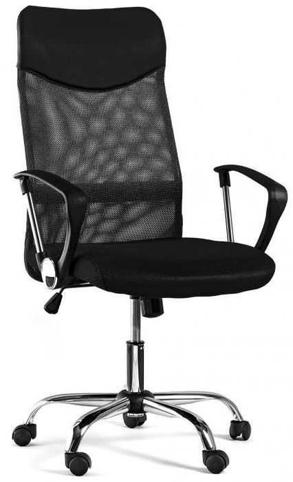 Офис стол, въртящ се, функция накланяне, мрежест, черен, макс. 130 кг