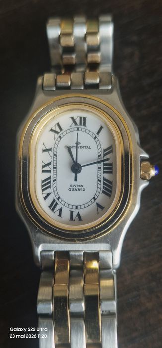 Ceas de damă Continental Swiss Quartz – Cadran oval, cifre romane, bicolor
