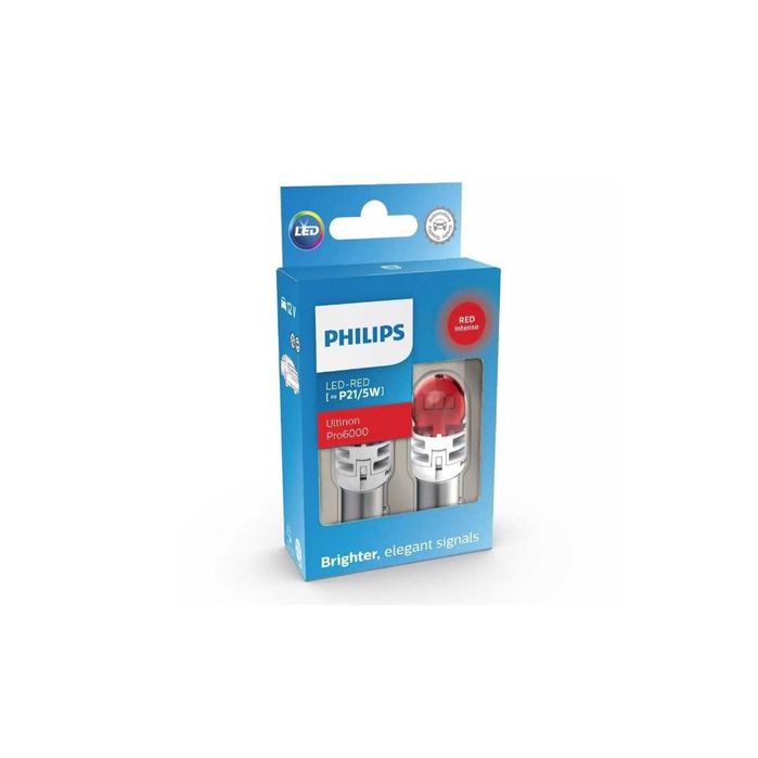 Bec LED Philips Ultinon Pro6000 P21/5W (soclu 1157 / BAY15d - două contacte), 12V, set 2 bucăți, RESIGILAT