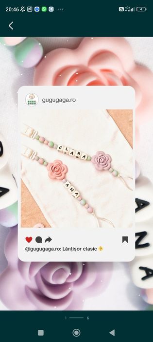 Jucării dentiție / lănțișor suzetă personalizat cu nume din silicon