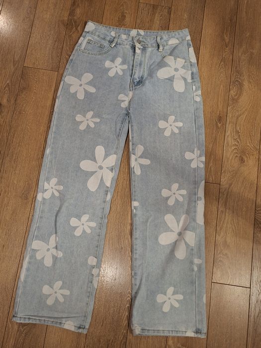 Широки дънки, светло сини