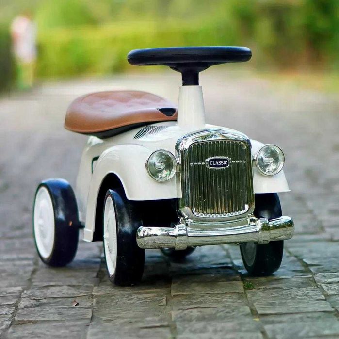 Premergator fara pedale, Kinderauto Retro Baby Car cu roti moi white