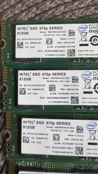 SSD Intel 1TB 512GB NVMe m2.2280