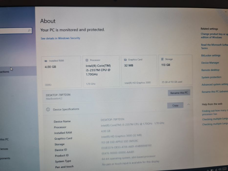 Macbook A1369 2011 , 13 inch