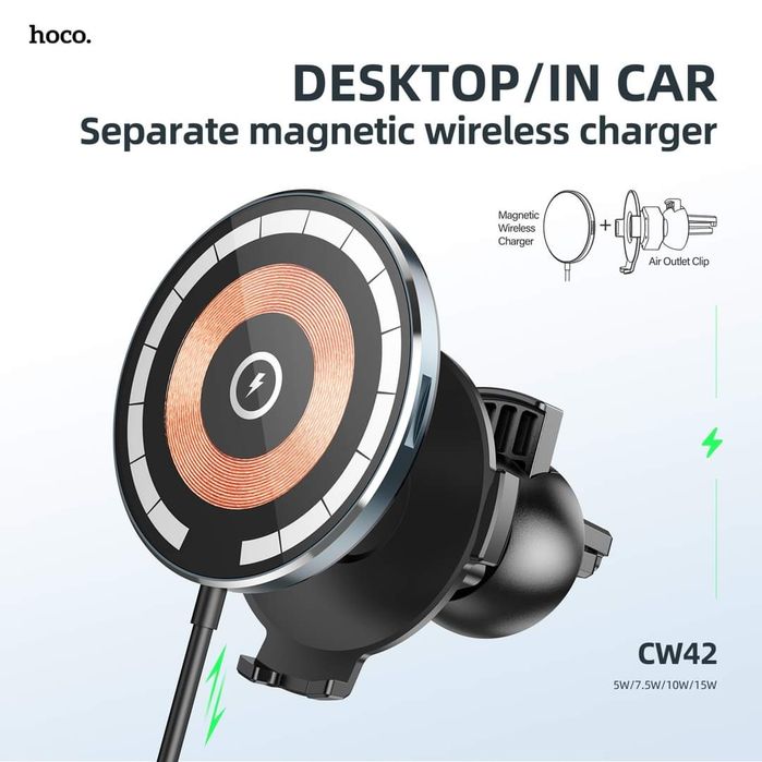 Hoco CW42 Магнитный Авто Держатель MagSafe 15W For iPhone 15