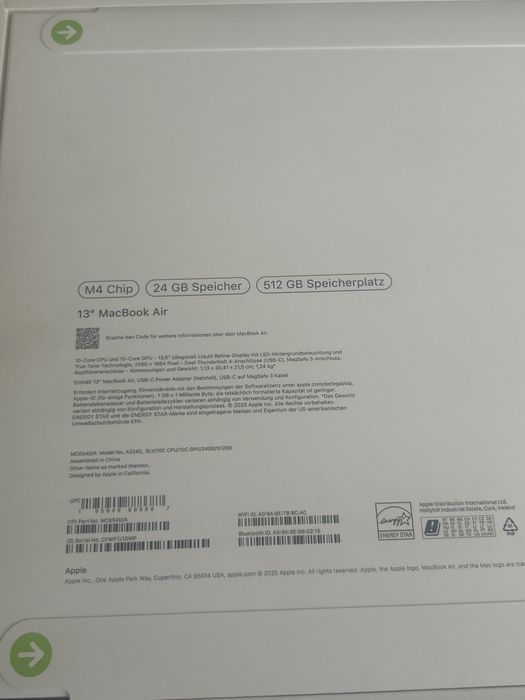 Macbook Air 13" M4  24 RAM  512 GB  2025 NOU Sigilat  Garantie