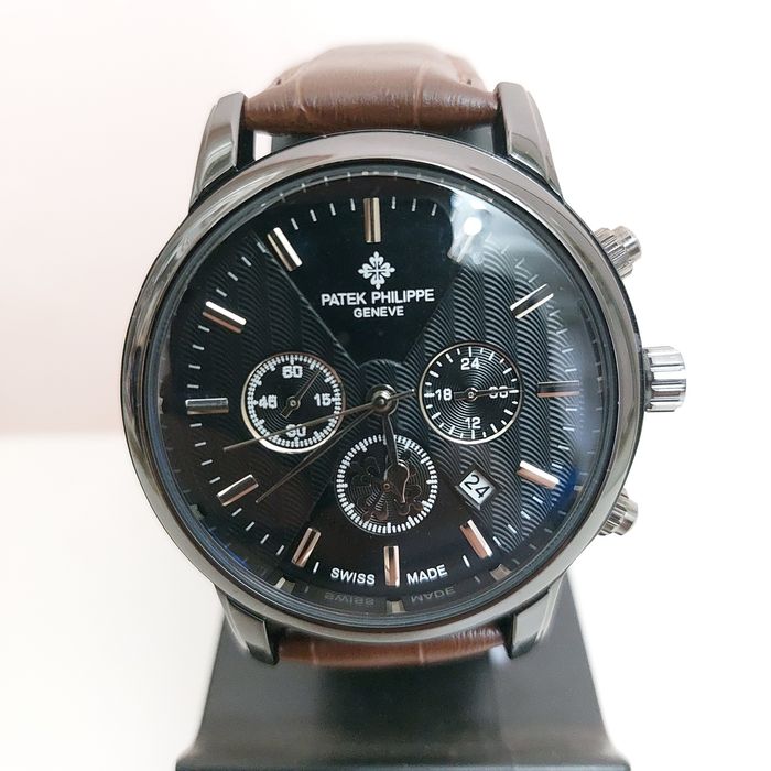 Наручные мужские часы кожаный ремешок, батарейка