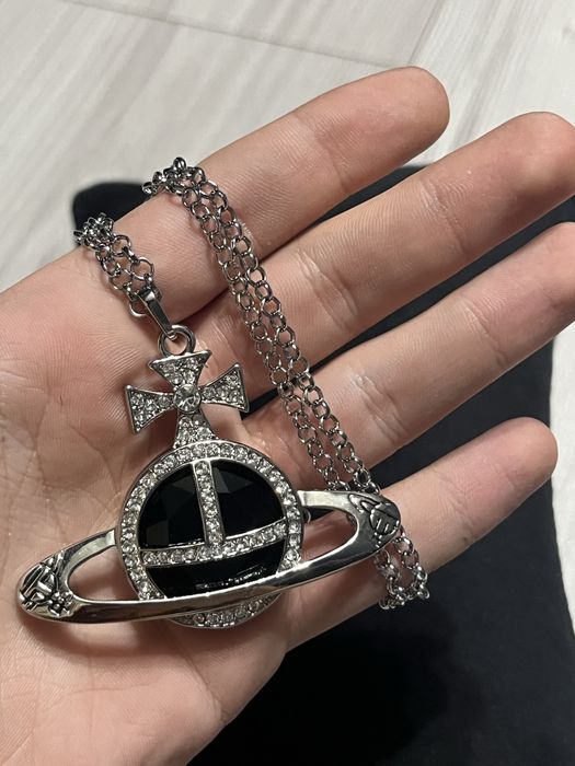 Lant Vivienne Westwood Orb Negru Iced Out Nou
