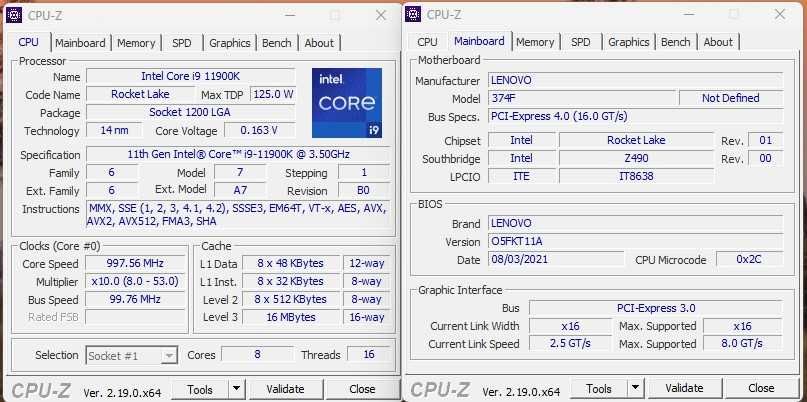 Kit Baza Z490, I9 11900K, Carcasa si sursa Lenovo Legion.