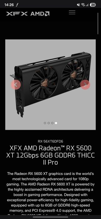 Placa video AMD RX 5600 XT 6GB