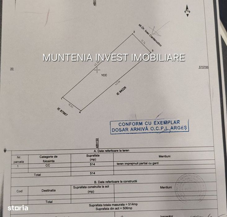 Teren 514 mp. intravilan, Zona Spitalul Militar